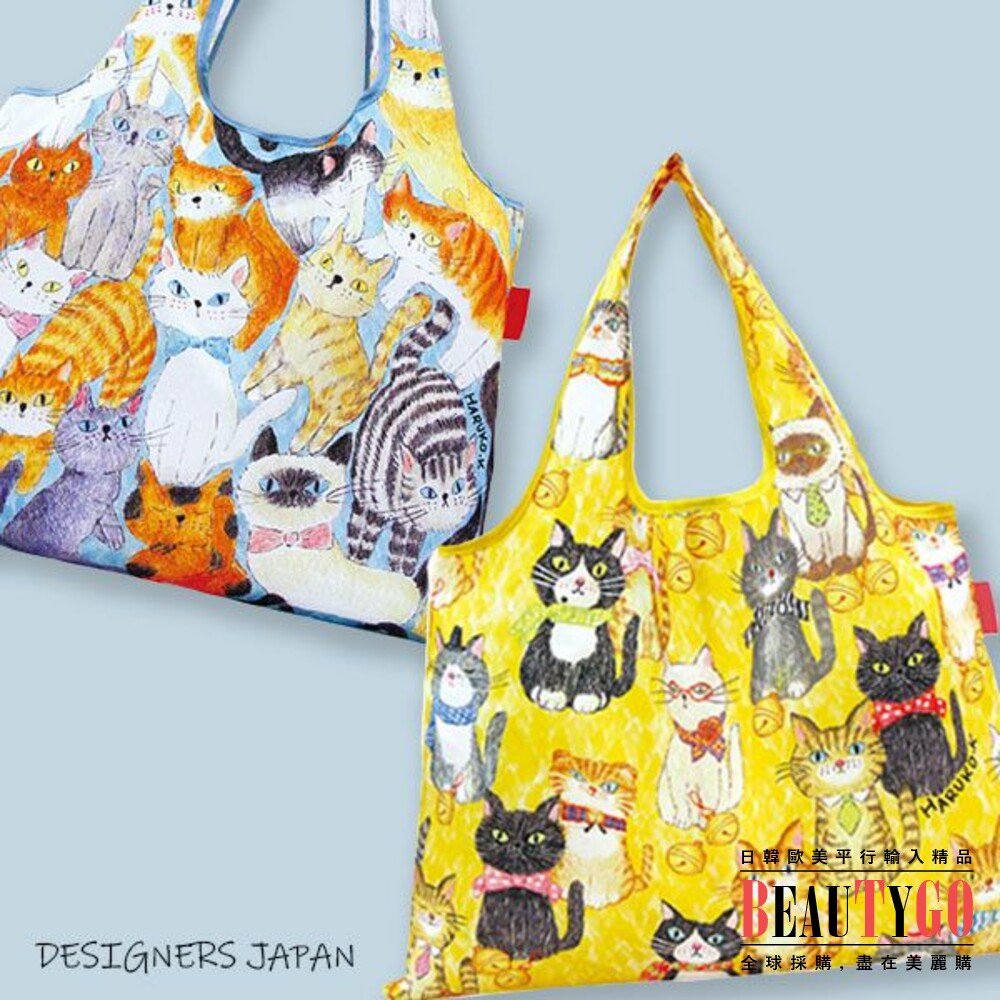 230418165024-日本 DESIGNERS JAPAN 聯名款 可摺疊購物袋 貓咪 貓奴 大容量 環保袋 便利袋 購物袋 野餐 露營