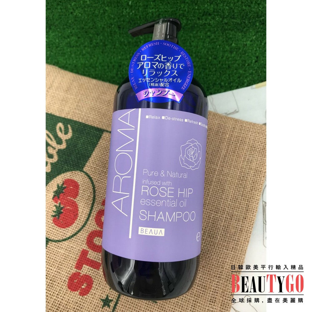 S1-1062035761-日本製 熊野AROMA 精油洗髮精/潤髮乳480ML 玫瑰果香味